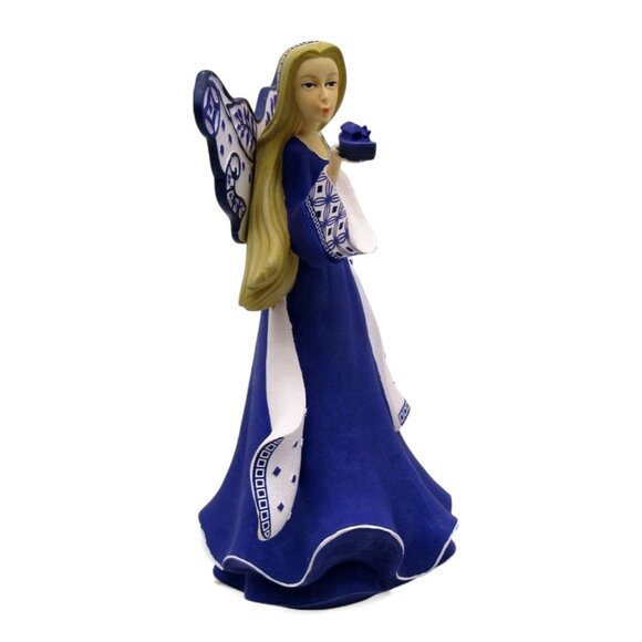 HAMILTON COLLECTION Blue Willow Sending Gentle Breezes Angel Figurine - Picture 3 of 12